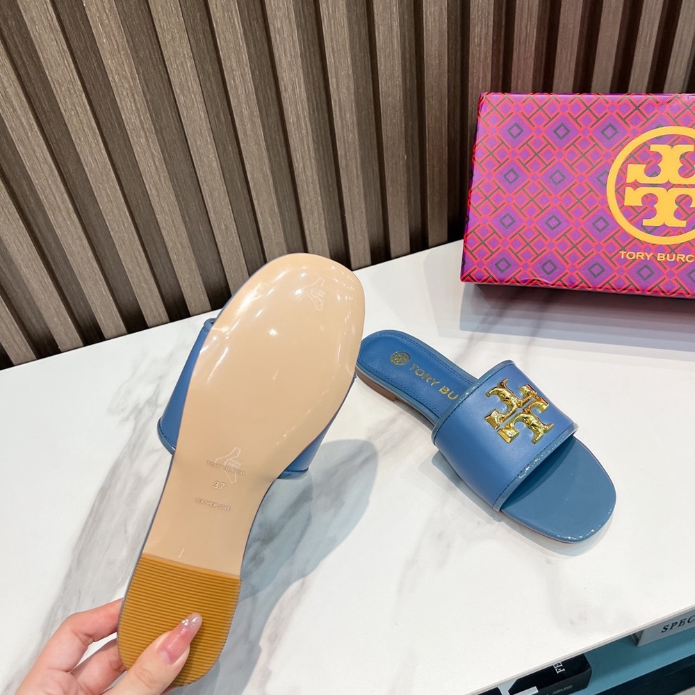 Tory Burch Eleanor Blue Slides, Suitable for Summer Outdoor Wear - Picture 8 of 8